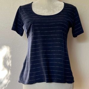Patterson J. Kincaid Scoopneck Blue-White Striped Pocket T-Shirt